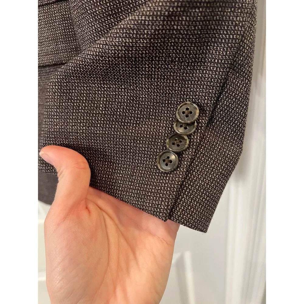 Dillards Black Blazer Sport‎ Coat Textured Two Button Jacket
